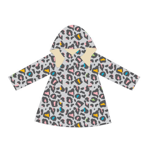 Leopard Print Sherpa Lined Raincoat Nimbus Cloud