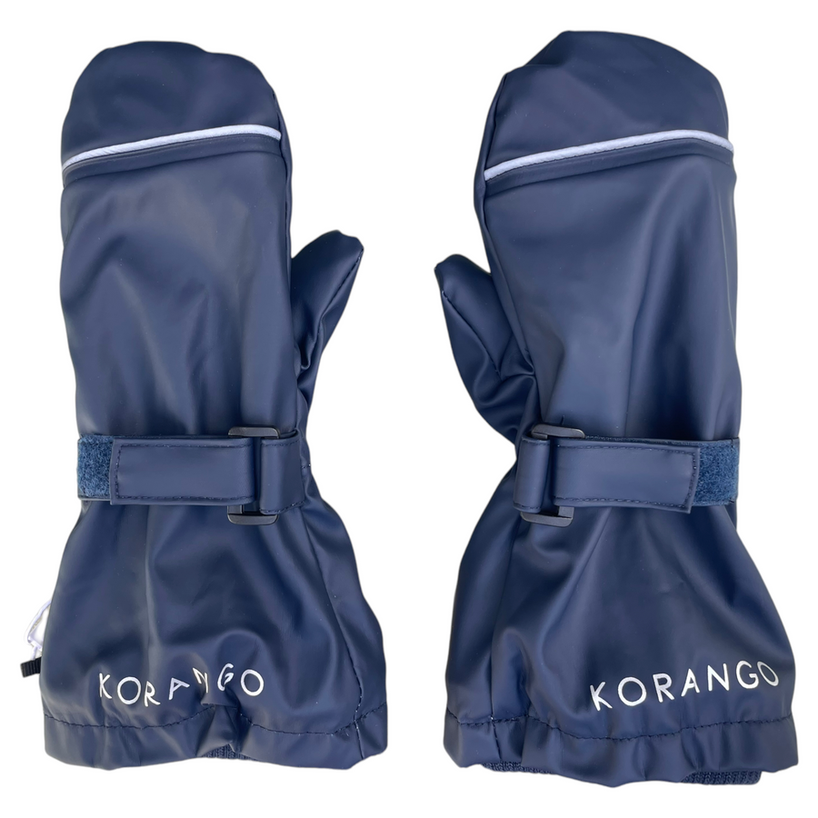 Polar Fleece Lined Waterproof Mittens with Adjustble Fastener Navy