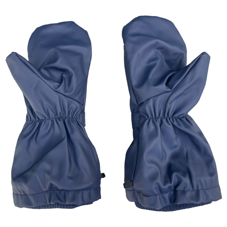 Polar Fleece Lined Waterproof Mittens with Adjustble Fastener Navy