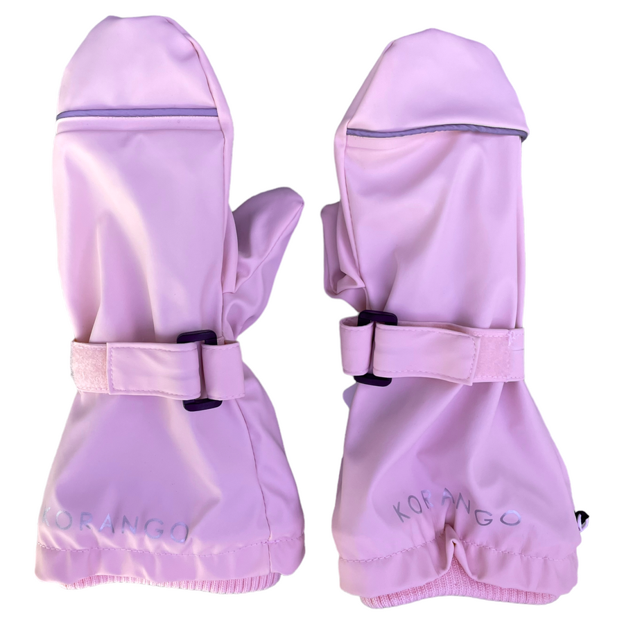 Polar Fleece Lined Waterproof Mittens with Adjustble Fastener Pink