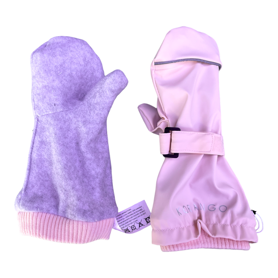 Polar Fleece Lined Waterproof Mittens with Adjustble Fastener Pink