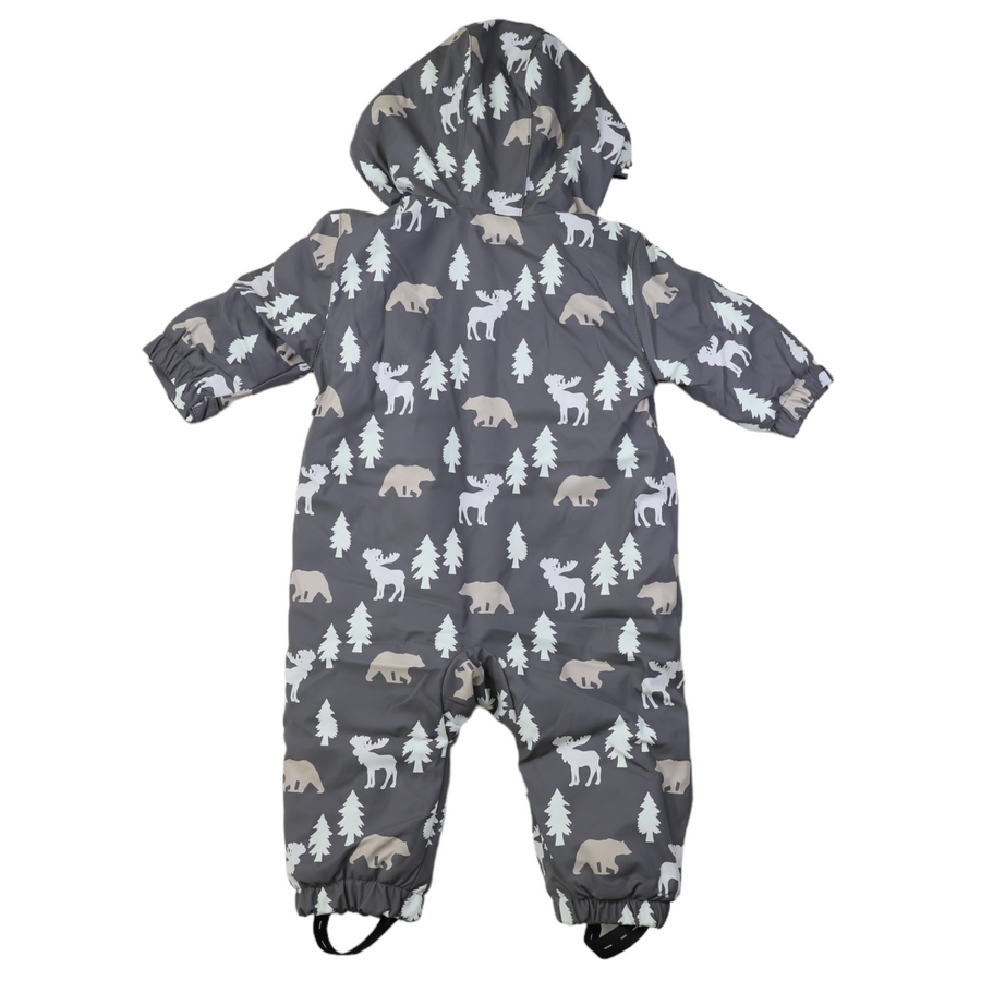 Bear Colour Change Sherpa Lined Zip Rain Suit Charcoal