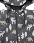 Bear Colour Change Sherpa Lined Zip Rain Suit Charcoal