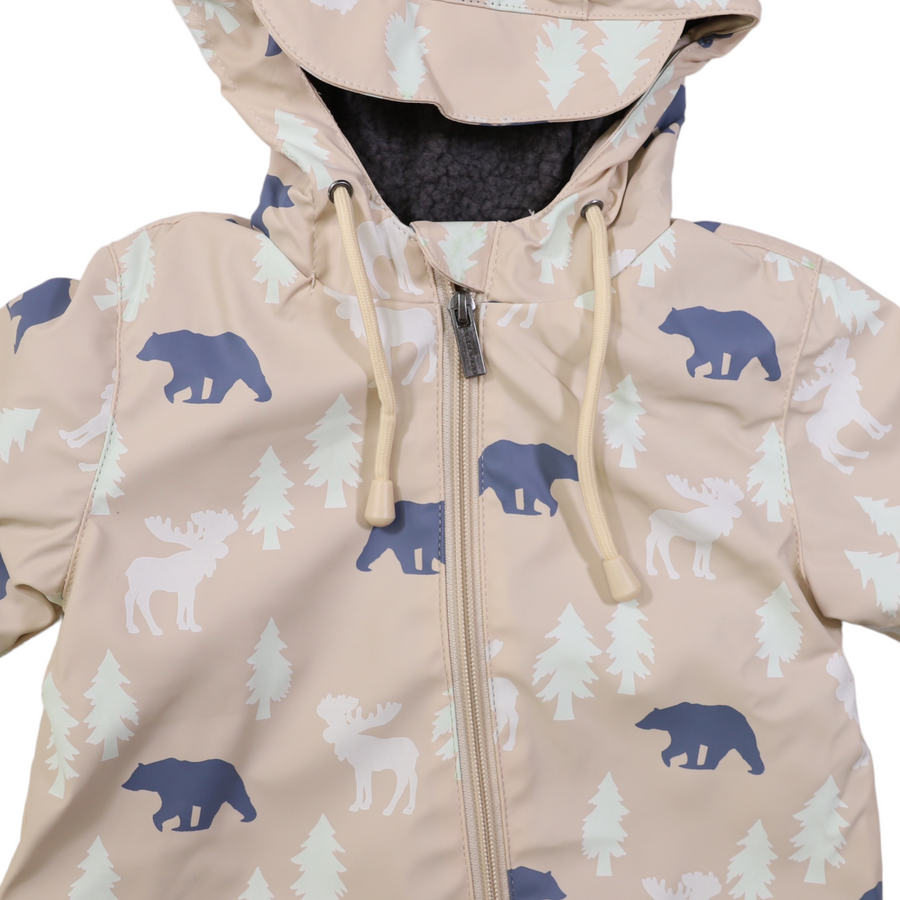 Bear Colour Change Sherpa Lined Zip Rain Suit Tapioca