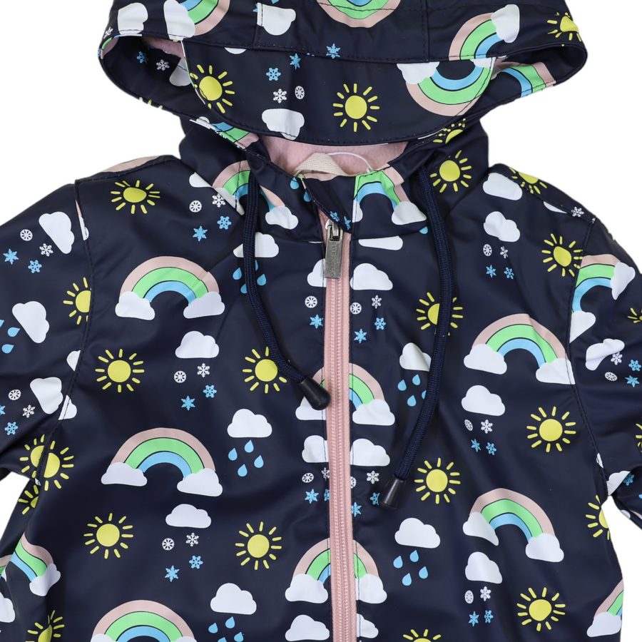 Sunshine & Rainbows Polar Fleece Lined Zip Rain Suit Peacoat