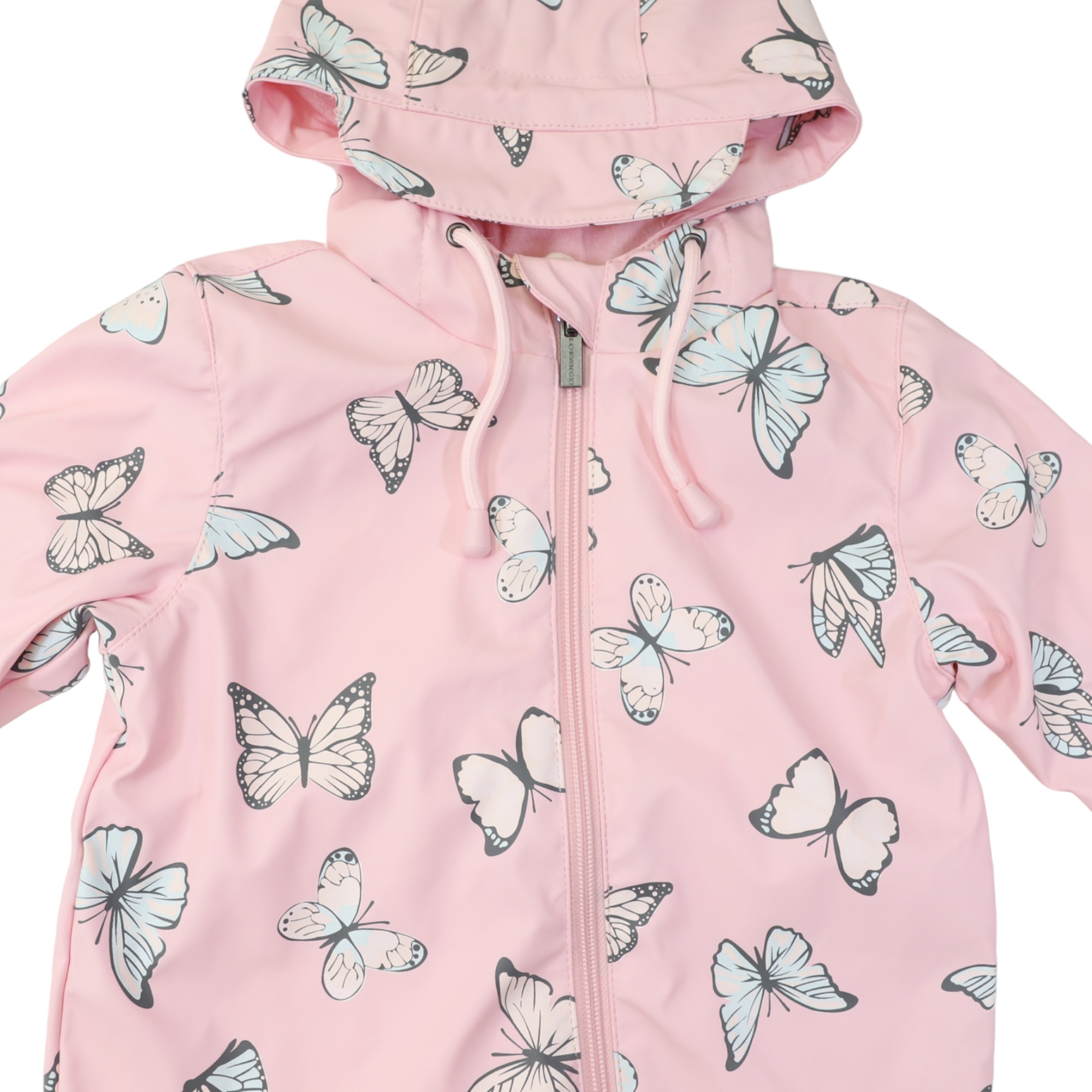 Butterfly Colour Change Terry Towelling Lined Zip Rain Suit Fairytale Pink