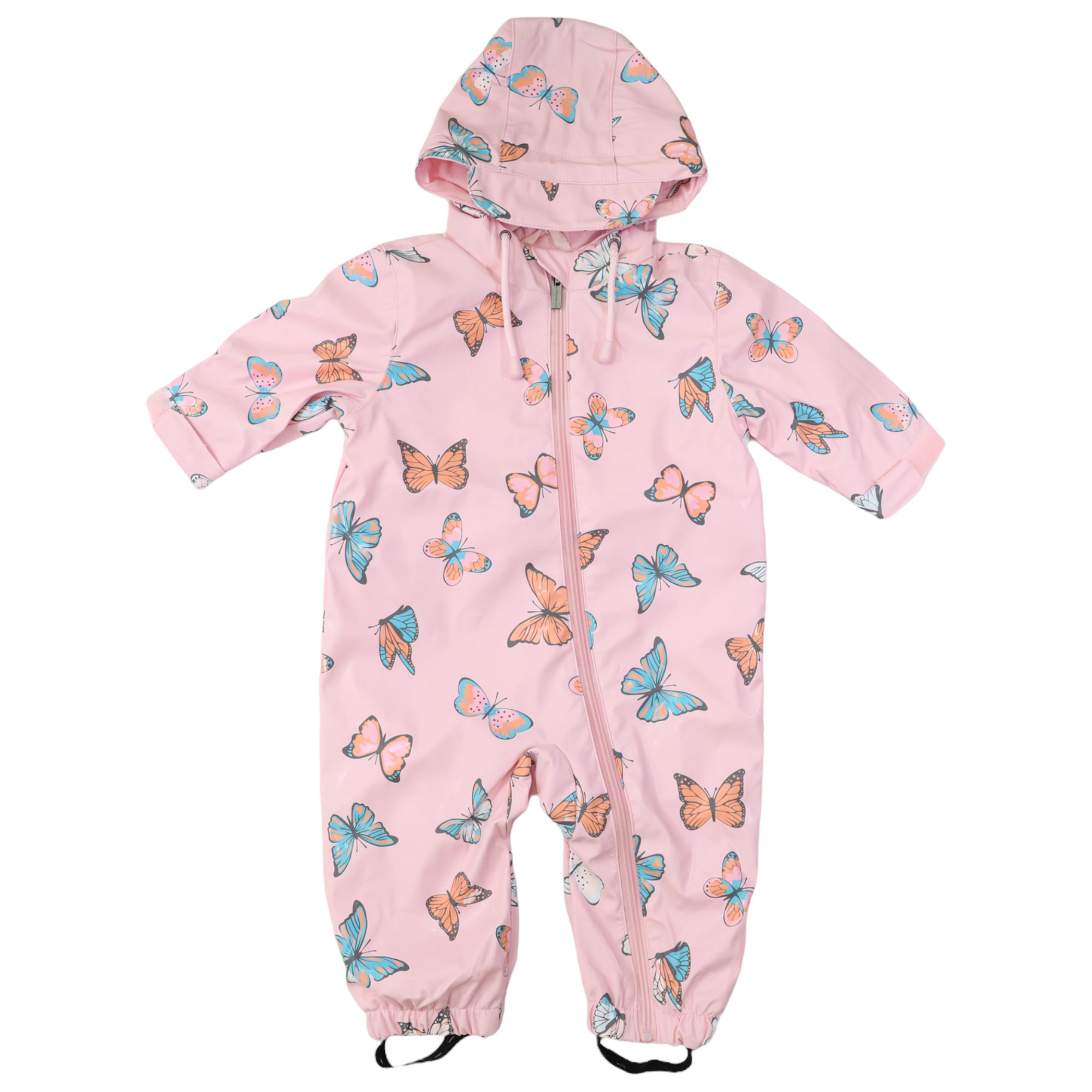 Butterfly Colour Change Terry Towelling Lined Zip Rain Suit Fairytale Pink