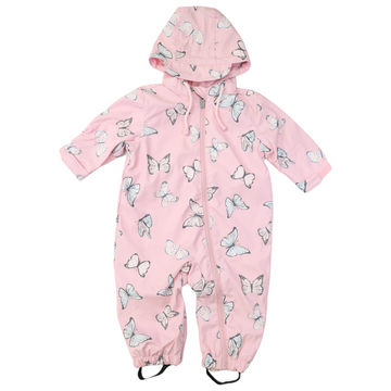 Butterfly Colour Change Terry Towelling Lined Zip Rain Suit Fairytale Pink