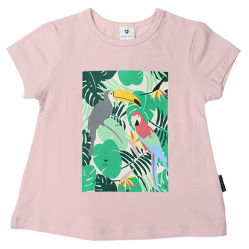 Jungle Parrot Swing Tee Pink