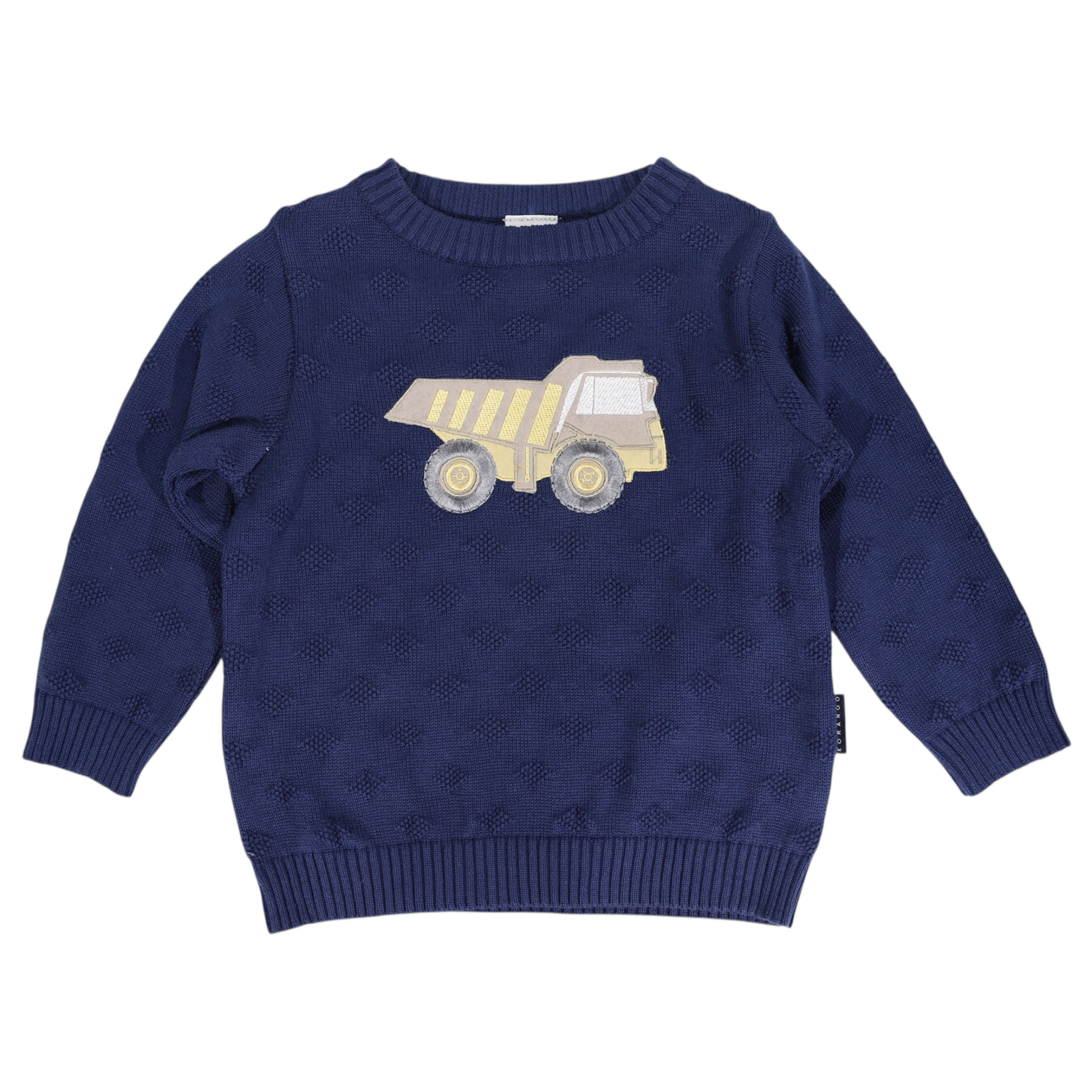 Truck Applique Knit Sweater Navy Stripe
