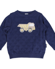 Truck Applique Knit Sweater Navy Stripe