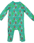 Pyjamas Cotton Modal Xmas Long Sleeve Zip Romper Green