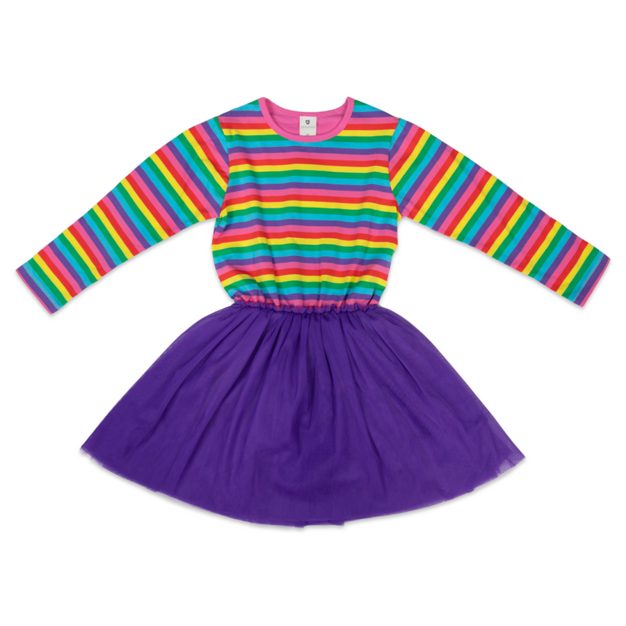 Stripes Rainbow Tulle Dress