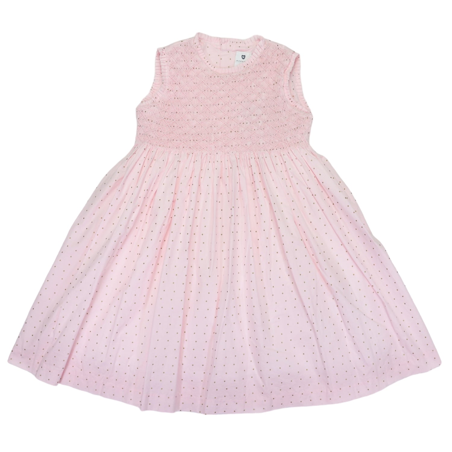 Gold Spot Cotton Poplin Smocked Dress Light Pink