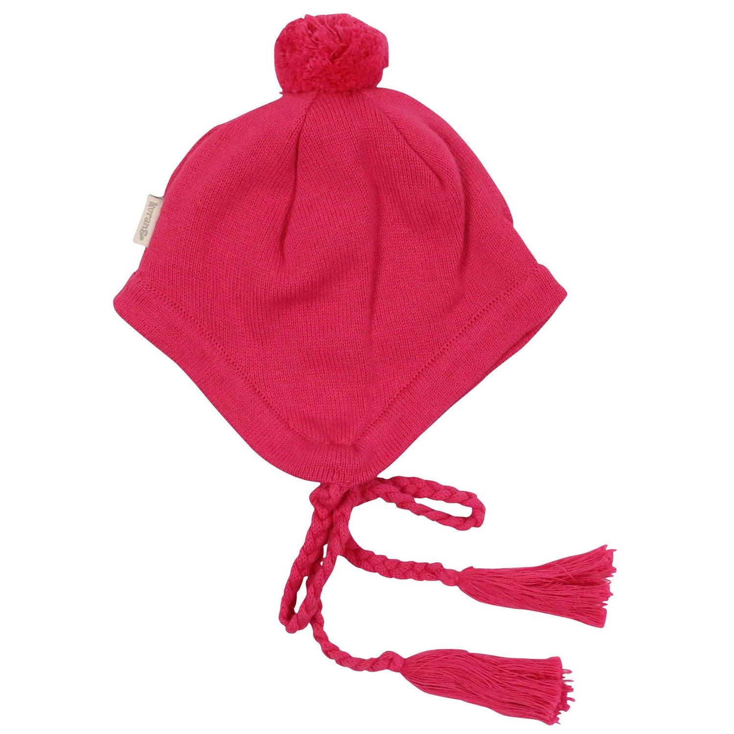 Lined Knit Beanie with Tassels Hot Pink