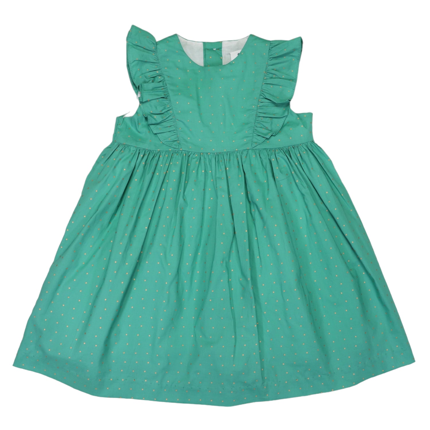 Gold Spot Frill Dress Green