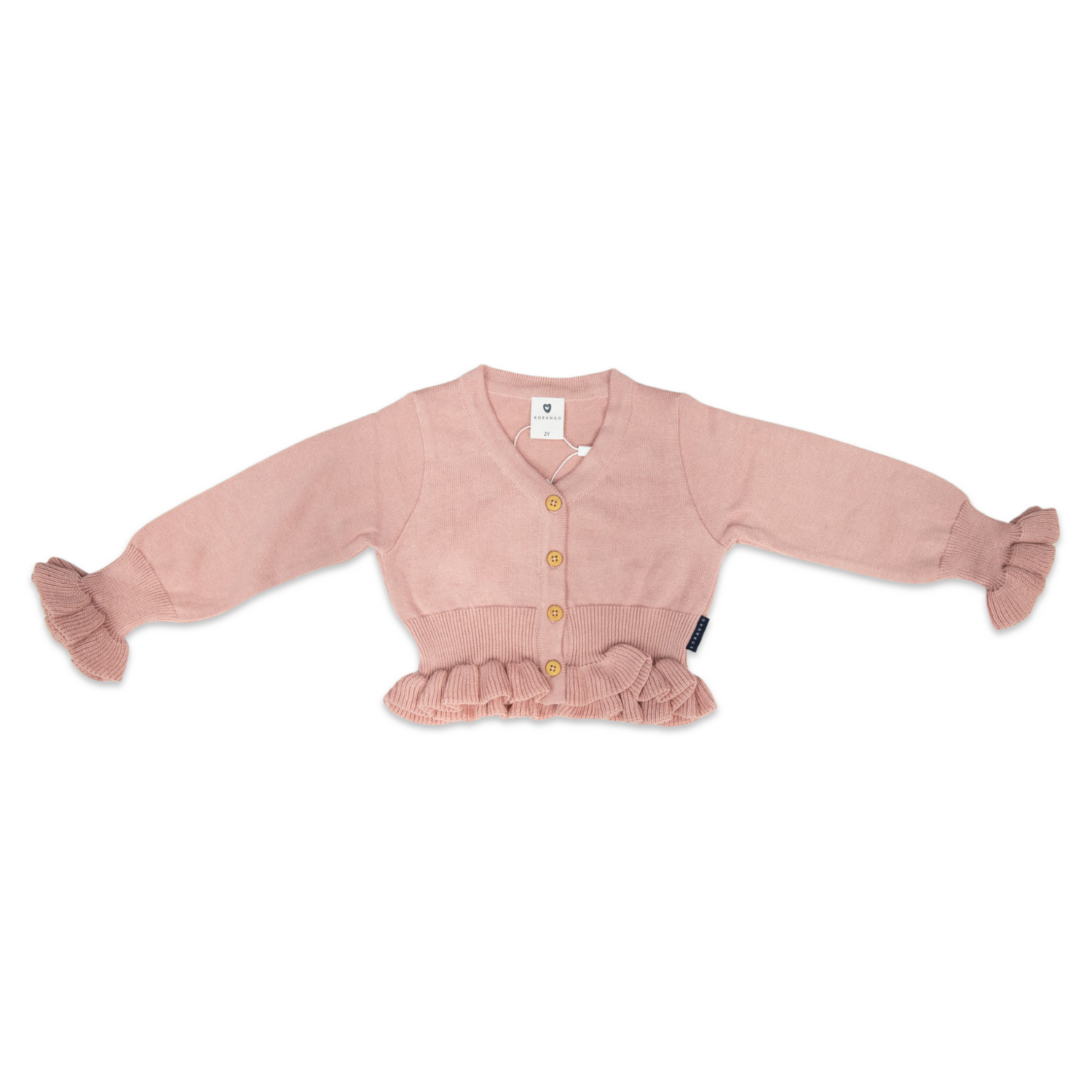 Knit Cardigan with Ruffles Pink
