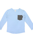 Cotton Pocket Long Sleeve Tee Blue