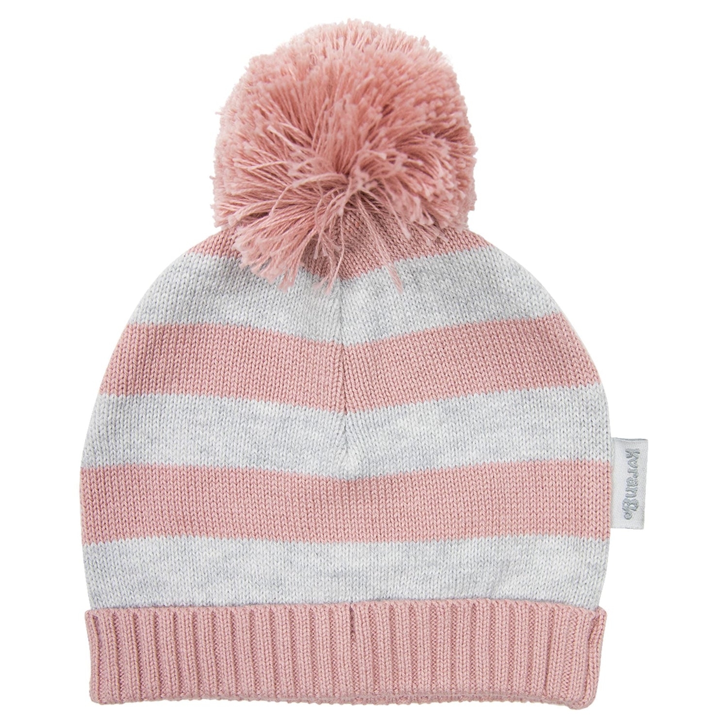 Striped Knit Beanie Grey & Pink