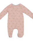 Stretch Cotton Romper with Flower Print Pink