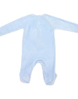 Velour Romper with Bunny Applique Blue