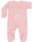 Velour Romper with Bunny Applique Pink