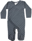 Organic Cotton Long Sleeve Romper Charcoal Spot