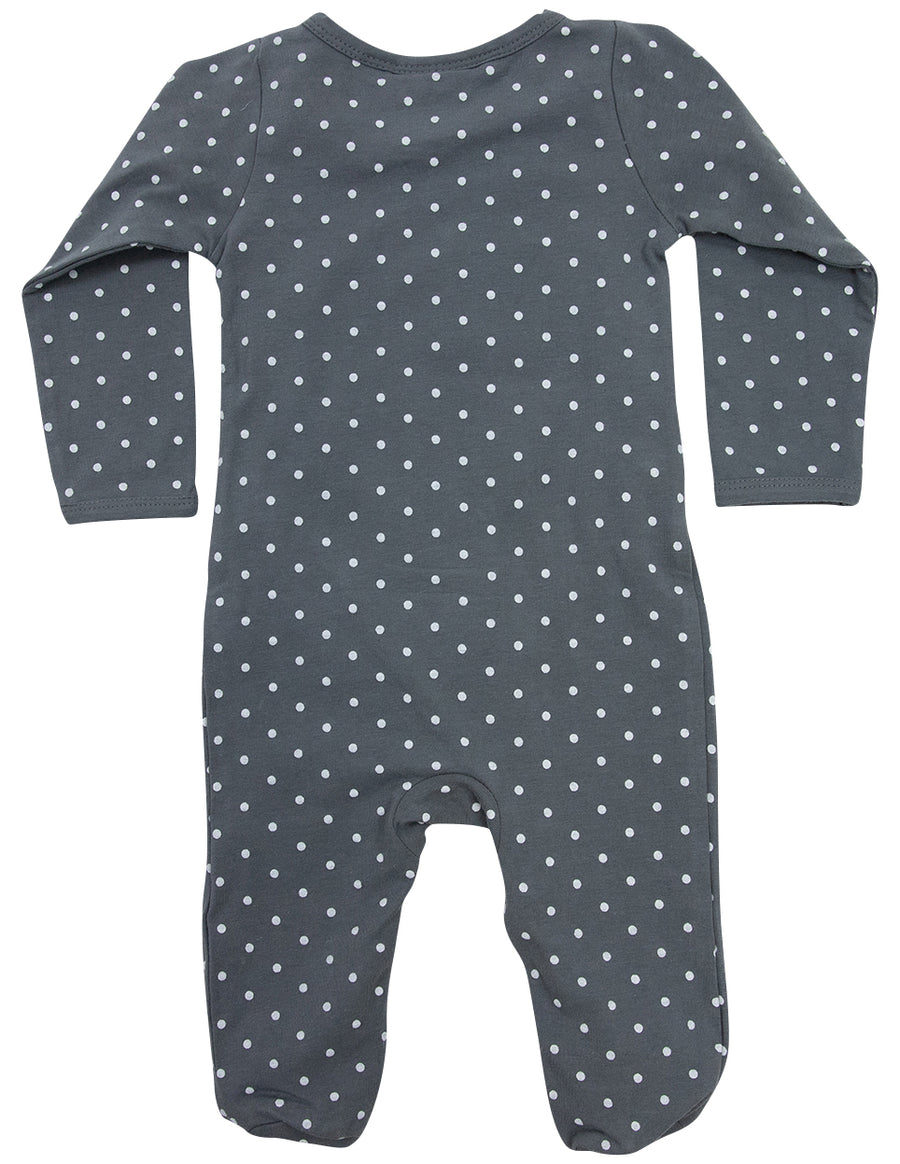 Organic Cotton Long Sleeve Romper Charcoal Spot