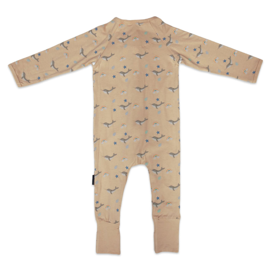 Narwhal Zip Onesie Pink