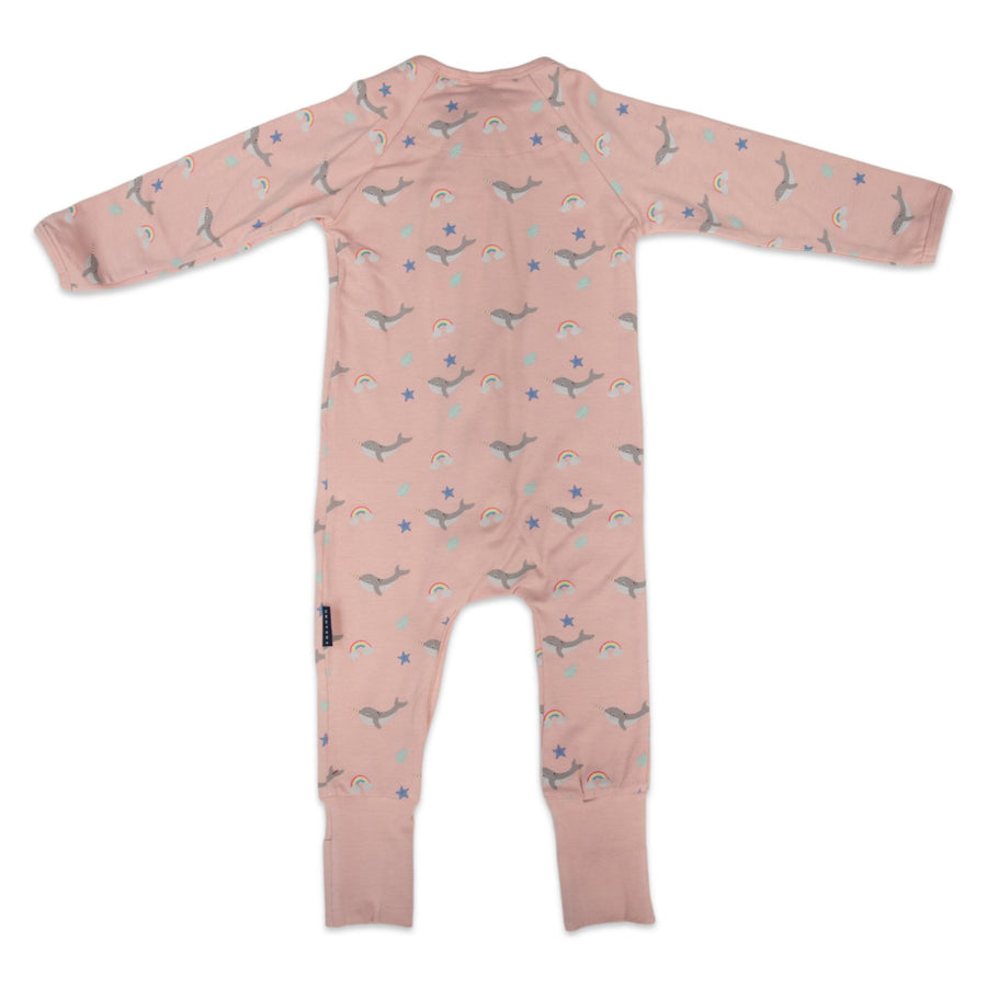 Narwhal Zip Onesie Pink