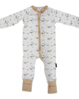 Narwhal Zip Onesie White