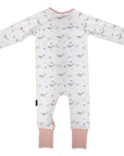 Narwhal Zip Onesie White