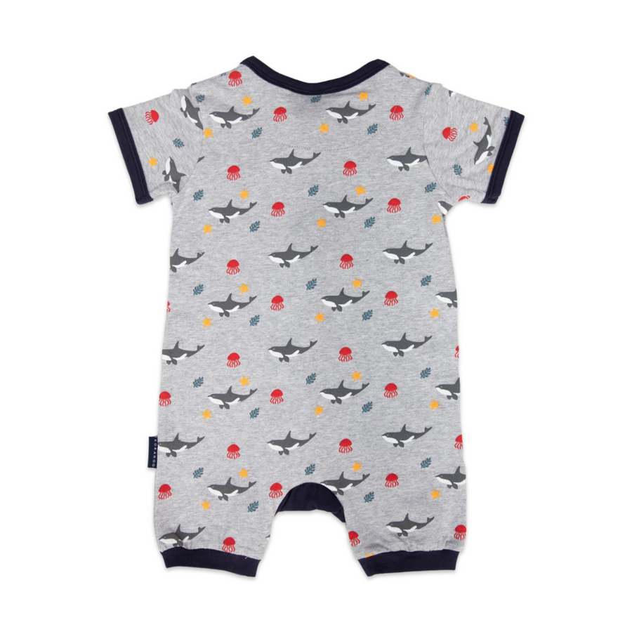 Under the Sea Short Sleeve Zip Onesie Grey