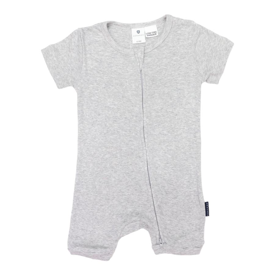 Cotton Modal Short Sleeve Zip Onesie Grey