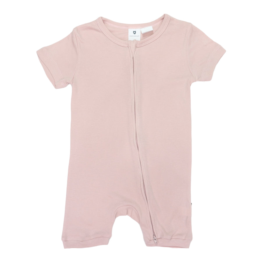 Cotton Modal Short Sleeve Zip Onesie Pink