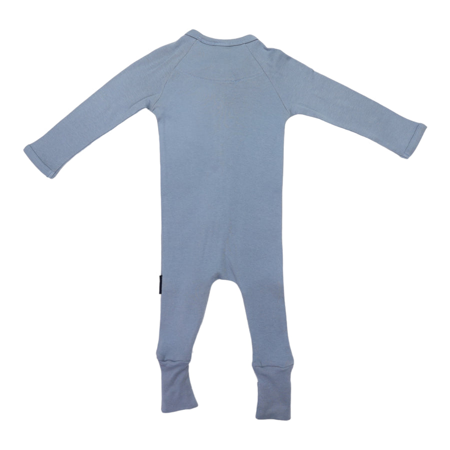 Cotton Modal Zip Long Sleeve Onesie Blue