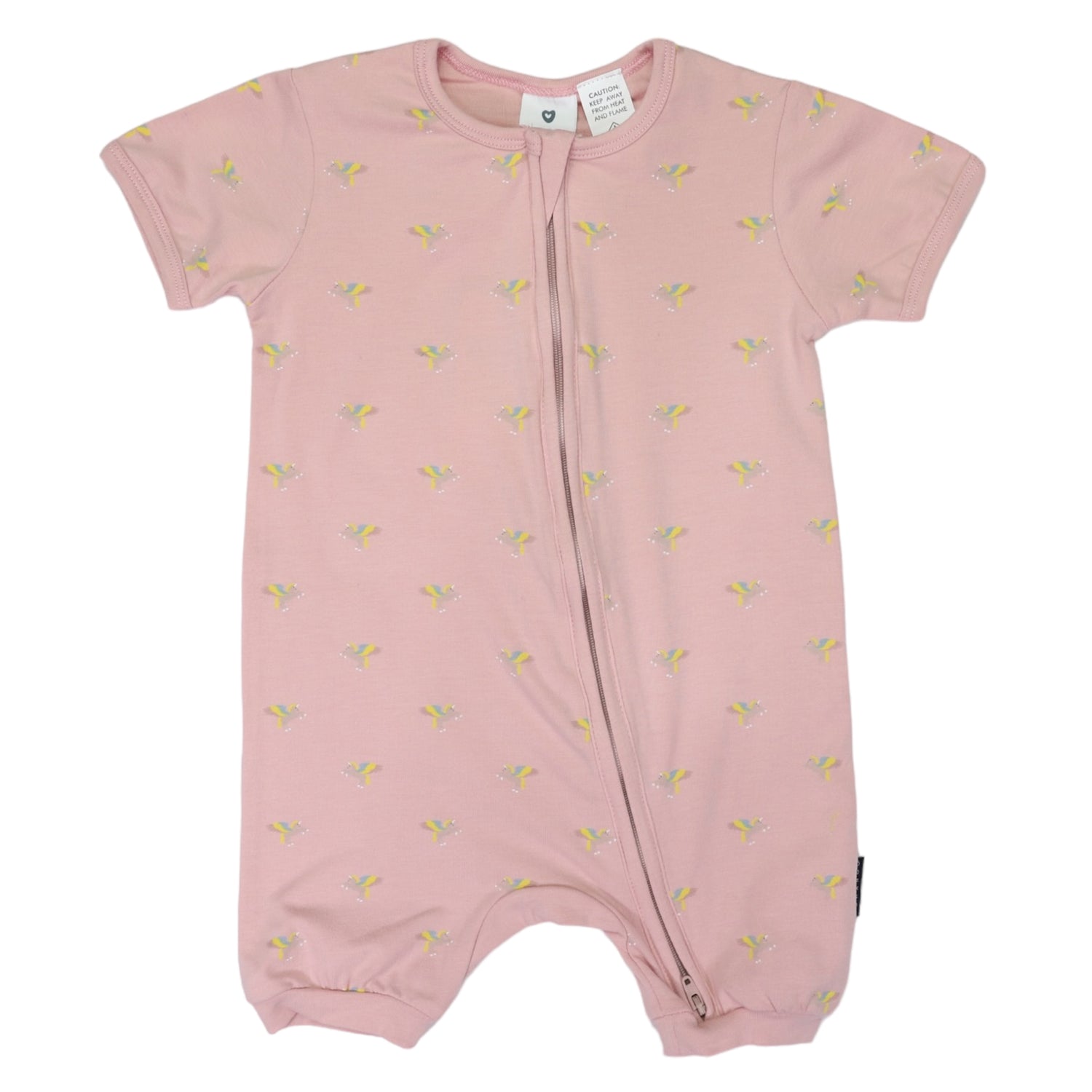 Unicorn Zip Short Sleeve Romper Dusty Pink