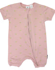 Unicorn Zip Short Sleeve Romper Dusty Pink