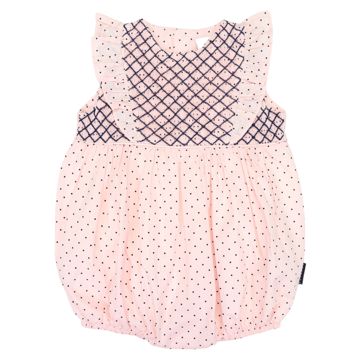 Smocked Poplin  Spot Sunsuit Pink