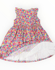 Bold Smocked Floral Dress Pink