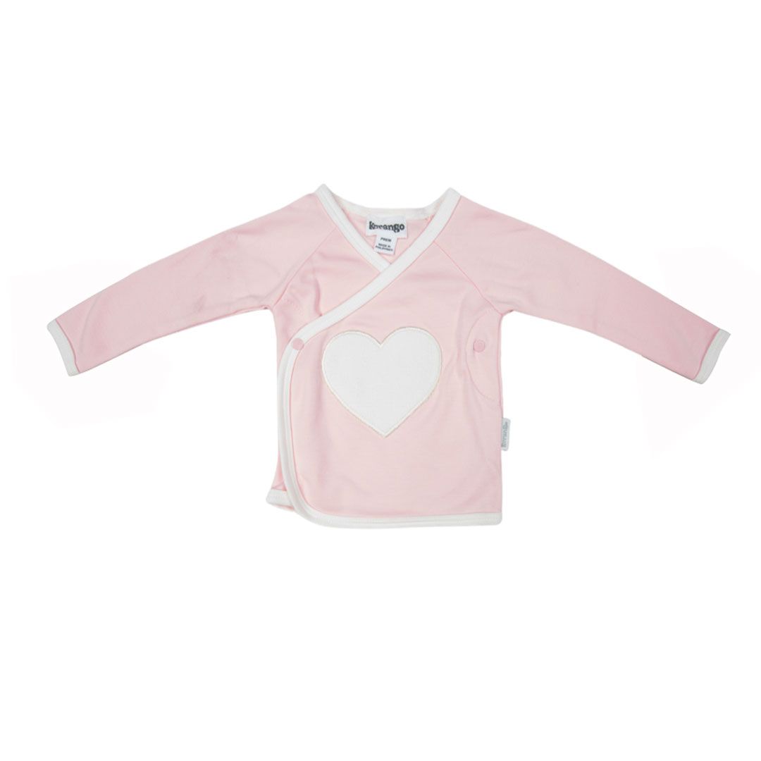 Long Sleeve Top with Heart Applique Pink