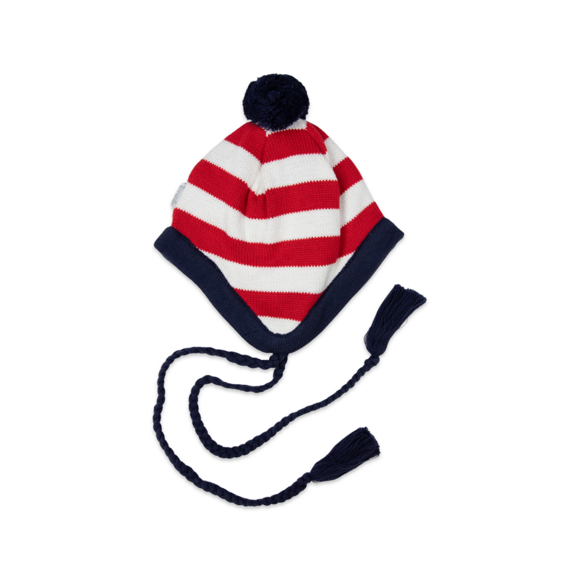Lined Knit Beanie White Stripe