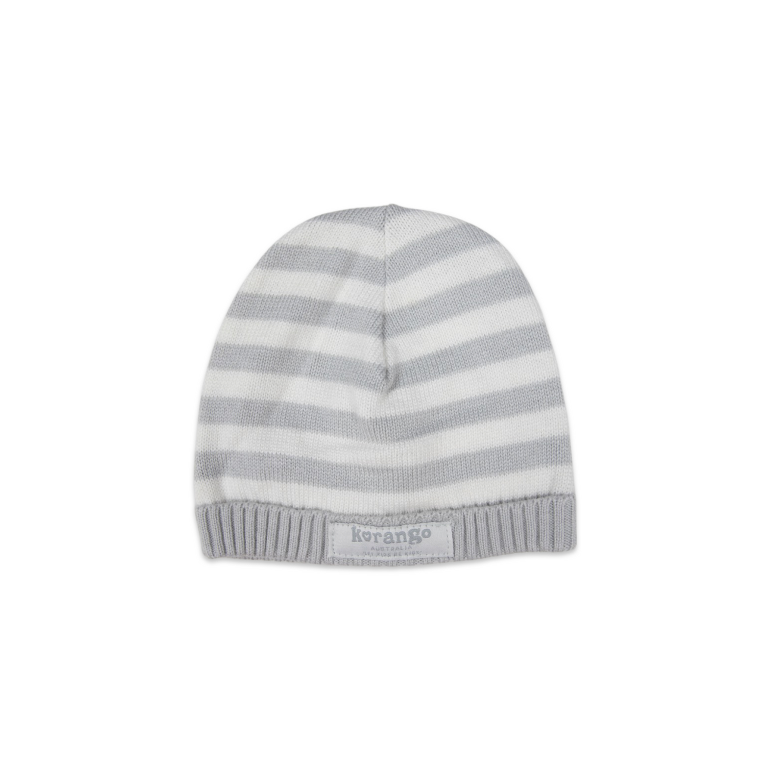 Striped Knit Beanie Baby Grey & White