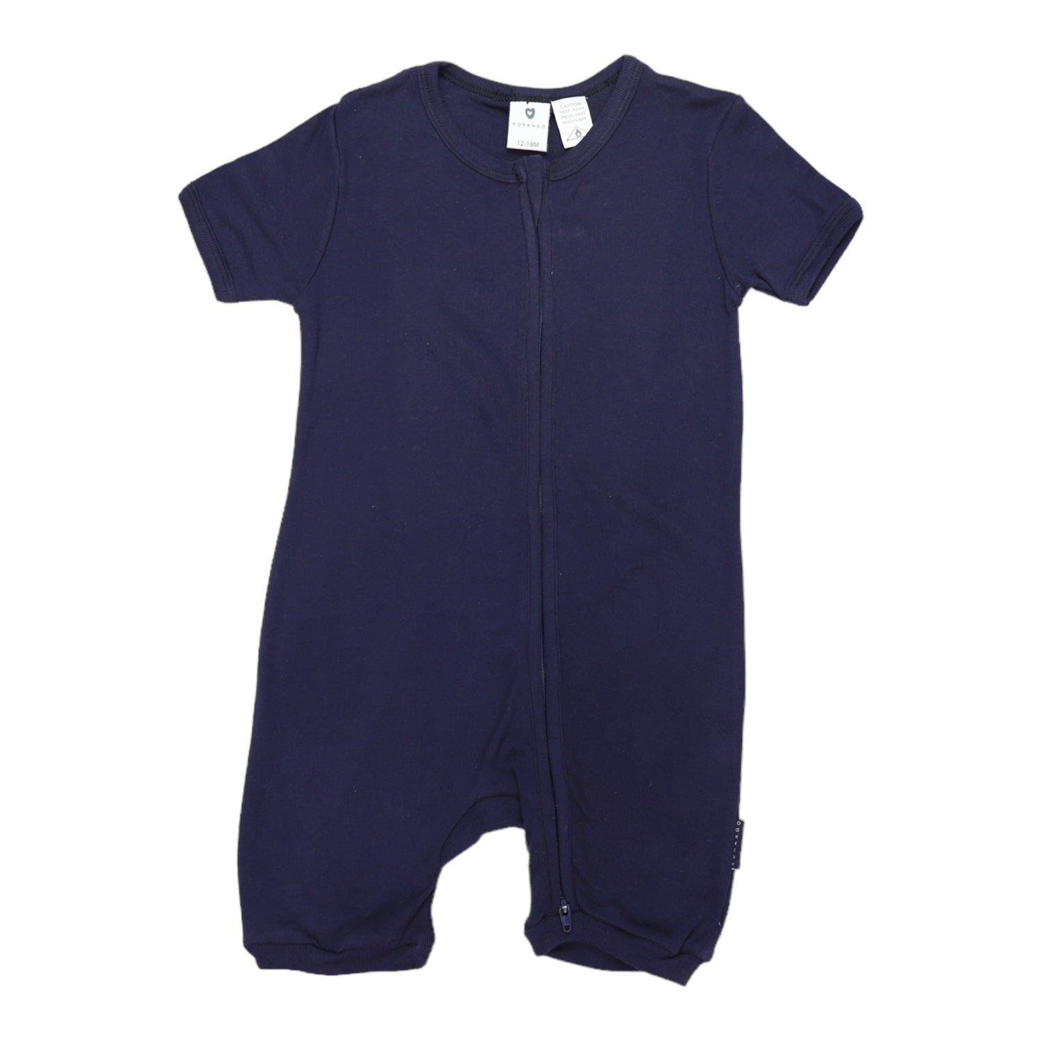 Cotton Modal Short Sleeve Romper with Zip Navy