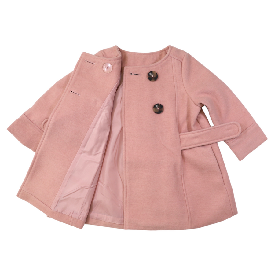 Double Breasted Satin Lined Overcoat Dusty Pink