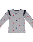 Star Long Sleeve Top with Frill Grey