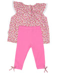 Hot Pink Classic floral blouse & legging