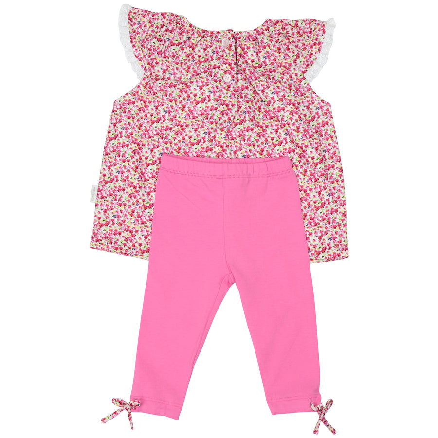 Hot Pink Classic floral blouse & legging