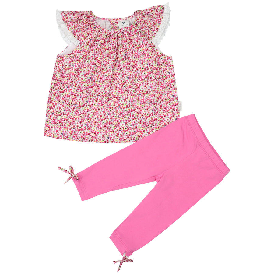 Hot Pink Classic floral blouse & legging