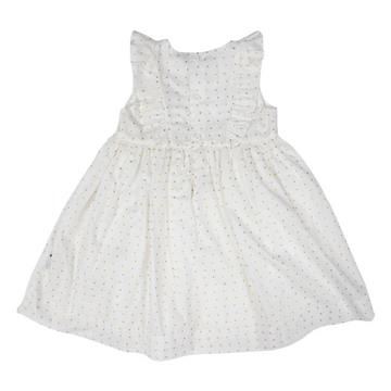 Springtime Frill Woven Dress White